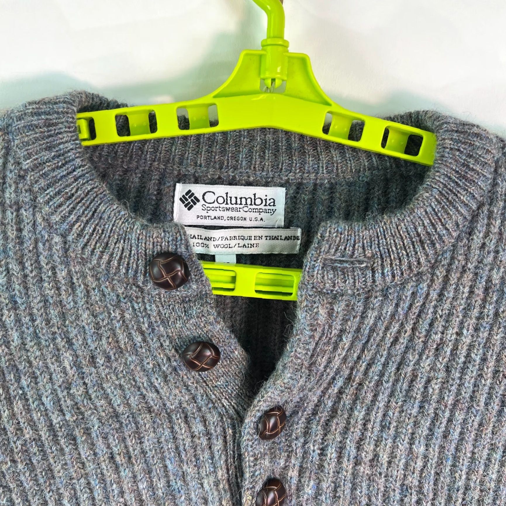 Vintage Columbia Mens Henley Gray Pullover Sweater XL Knit Crew Neck Button Accents Winter Casual Solid Wool Knit Style Pullover Regular Fit Size US XL / EU 56 / 4 - 3 Thumbnail