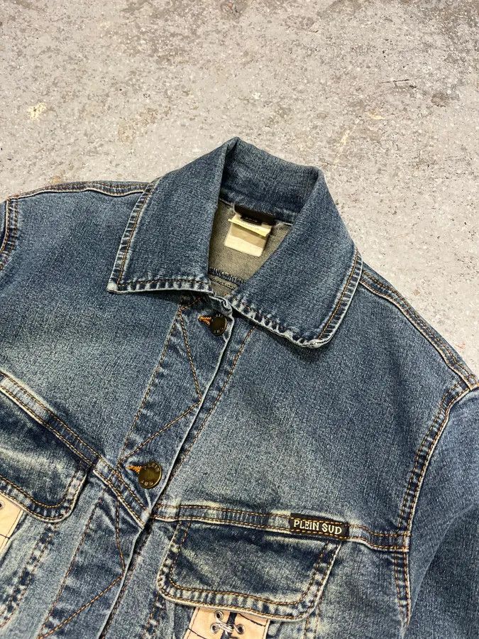 Vintage 2000s Plein Sud Metal Laced Raw Denim Jacket Size S / US 4 / IT 40 - 7 Thumbnail