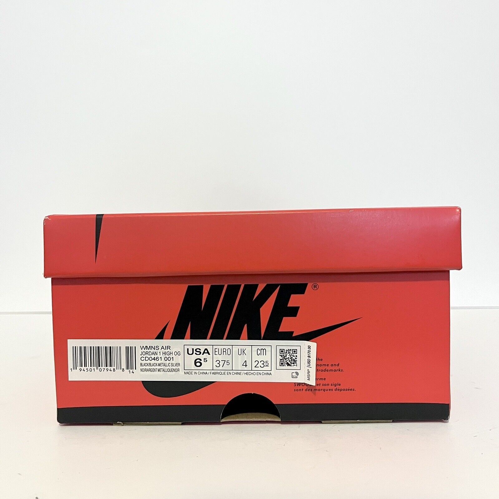 Jordan Brand 2020 Nike Air Jordan 1 Retro Hi Silver Toe CD0461 001 VNDS Size US 6.5 / IT 36.5 - 9 Thumbnail