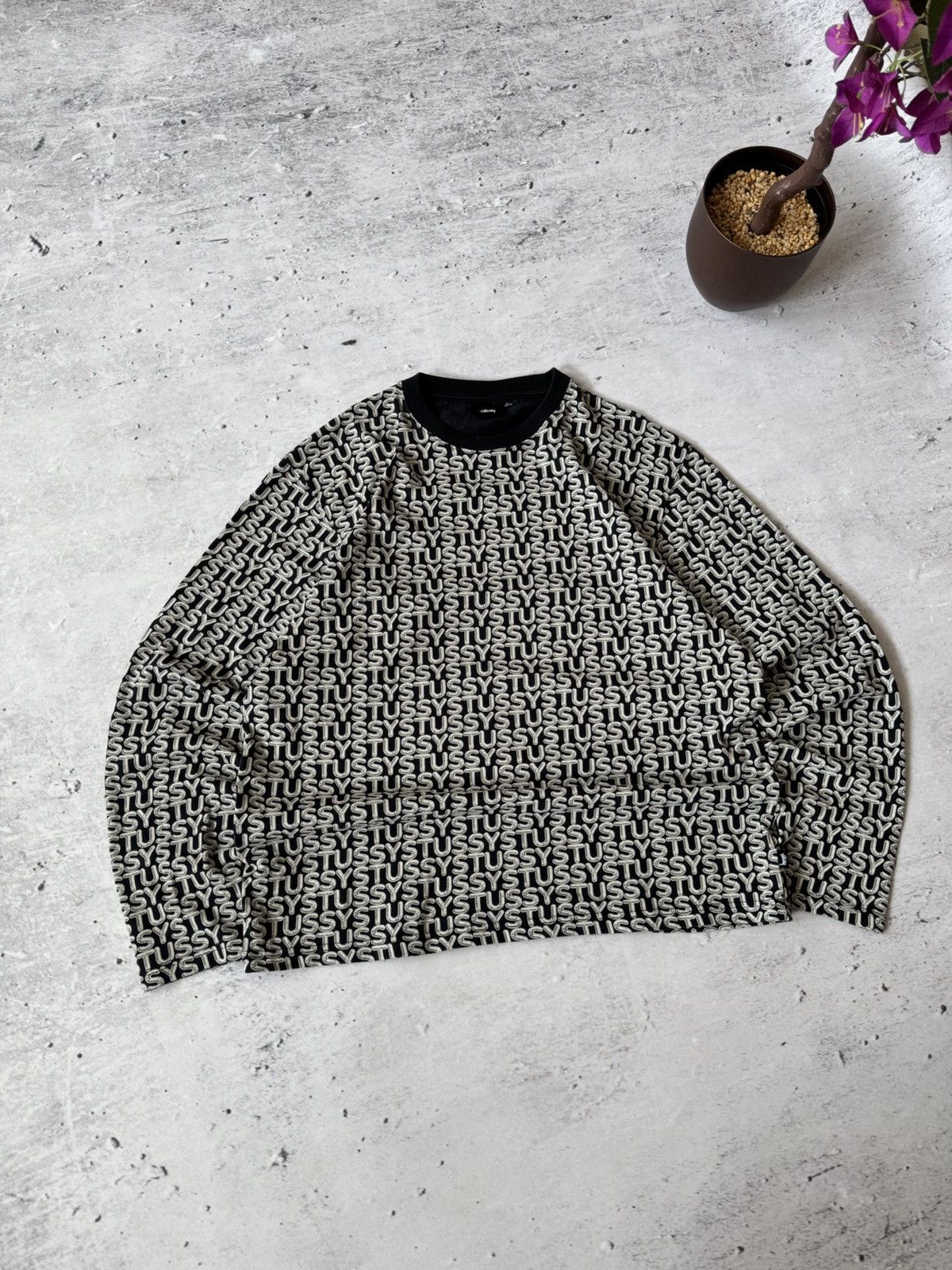 Stussy × Vintage STUSSY CENTER LOGO OVERSIZE BAGGY FIT SWEATSHIRT Size US L / EU 52-54 / 3 - 1 Thumbnail