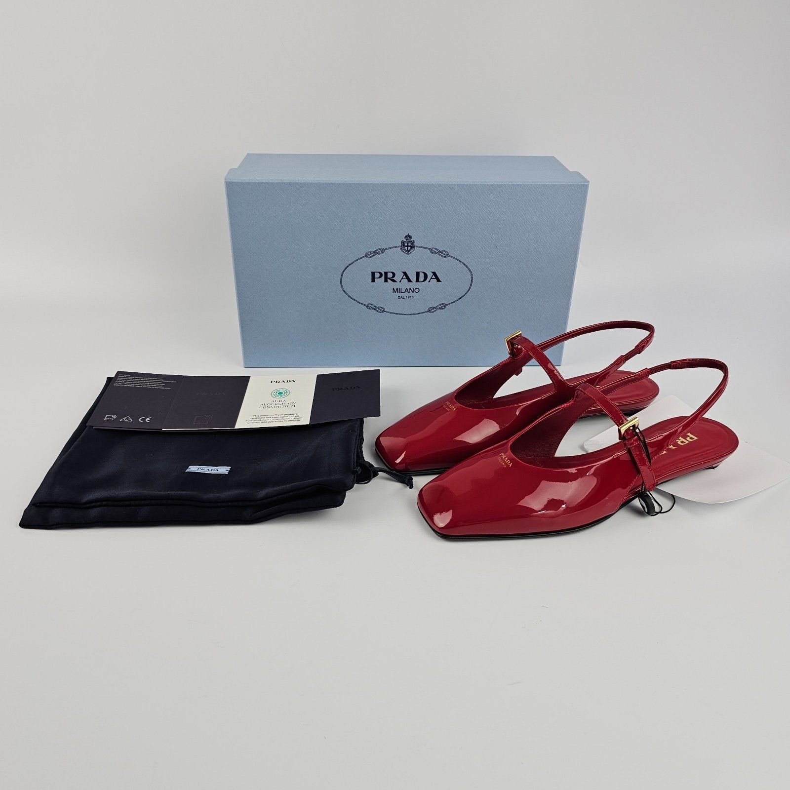 Prada PRADA Red Patent Leather Slingback Ballerinas New & Authent Size US 7 / IT 37 - 7 Thumbnail