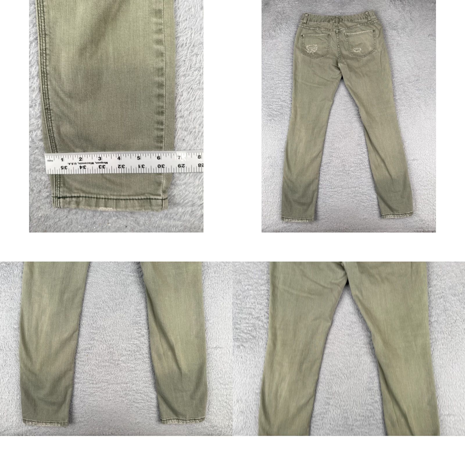 Free People Free People Jeans Womens Green Distressed Skinny Cotton Blend Mid Rise 28x30 Capacity Zip Size 27" / US 4 / IT 40 - 10 Thumbnail