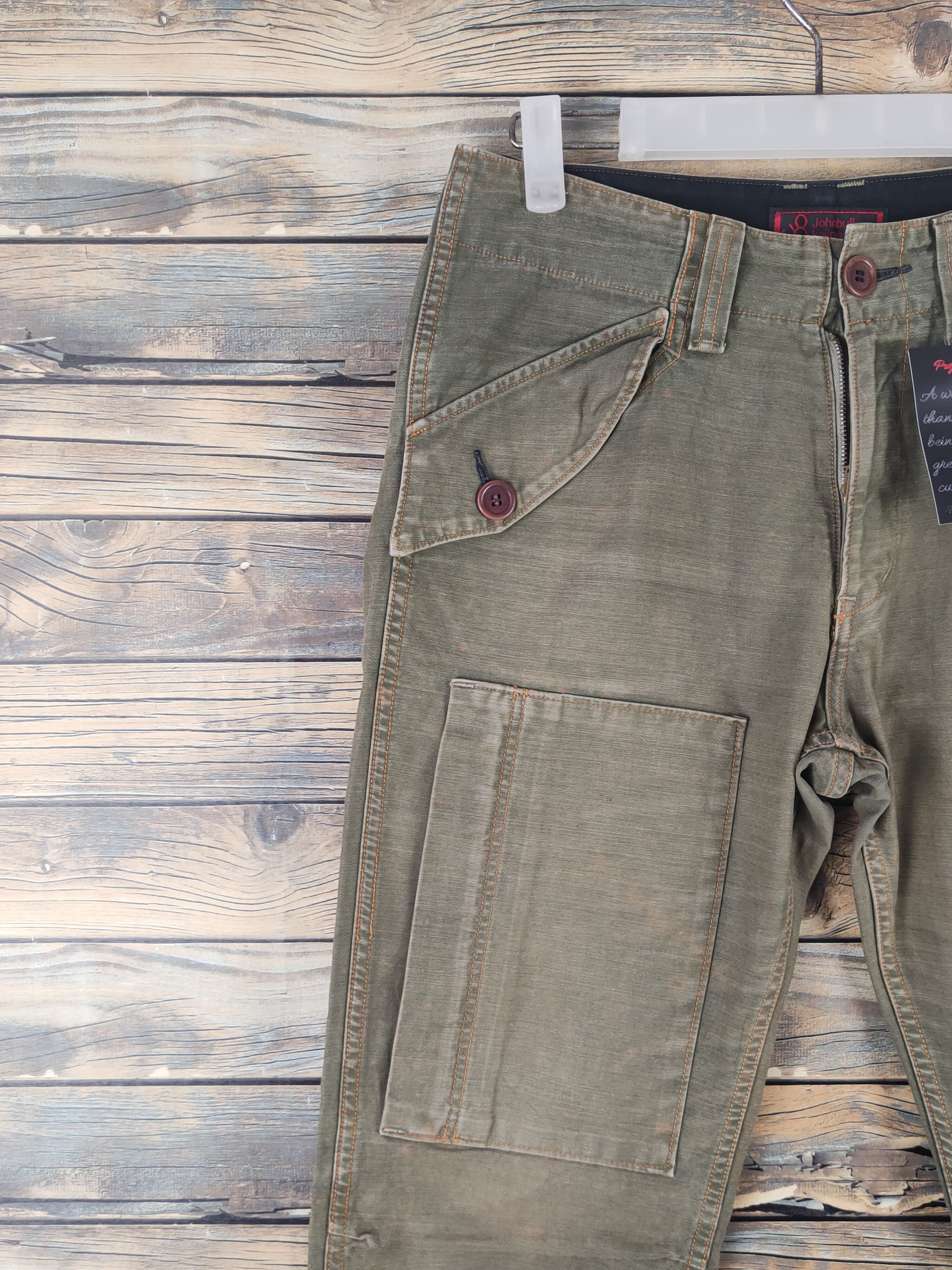 Johnbull DL Johnbull Olive Faded Multipocket Cargo Pants #46-055 Size US 29 - 3 Thumbnail