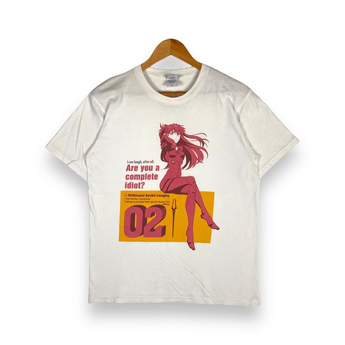 image of Anima x Cartoon Network Neon Genesis Evangelion Asuka T Shirt in White, Men's (Size Large)