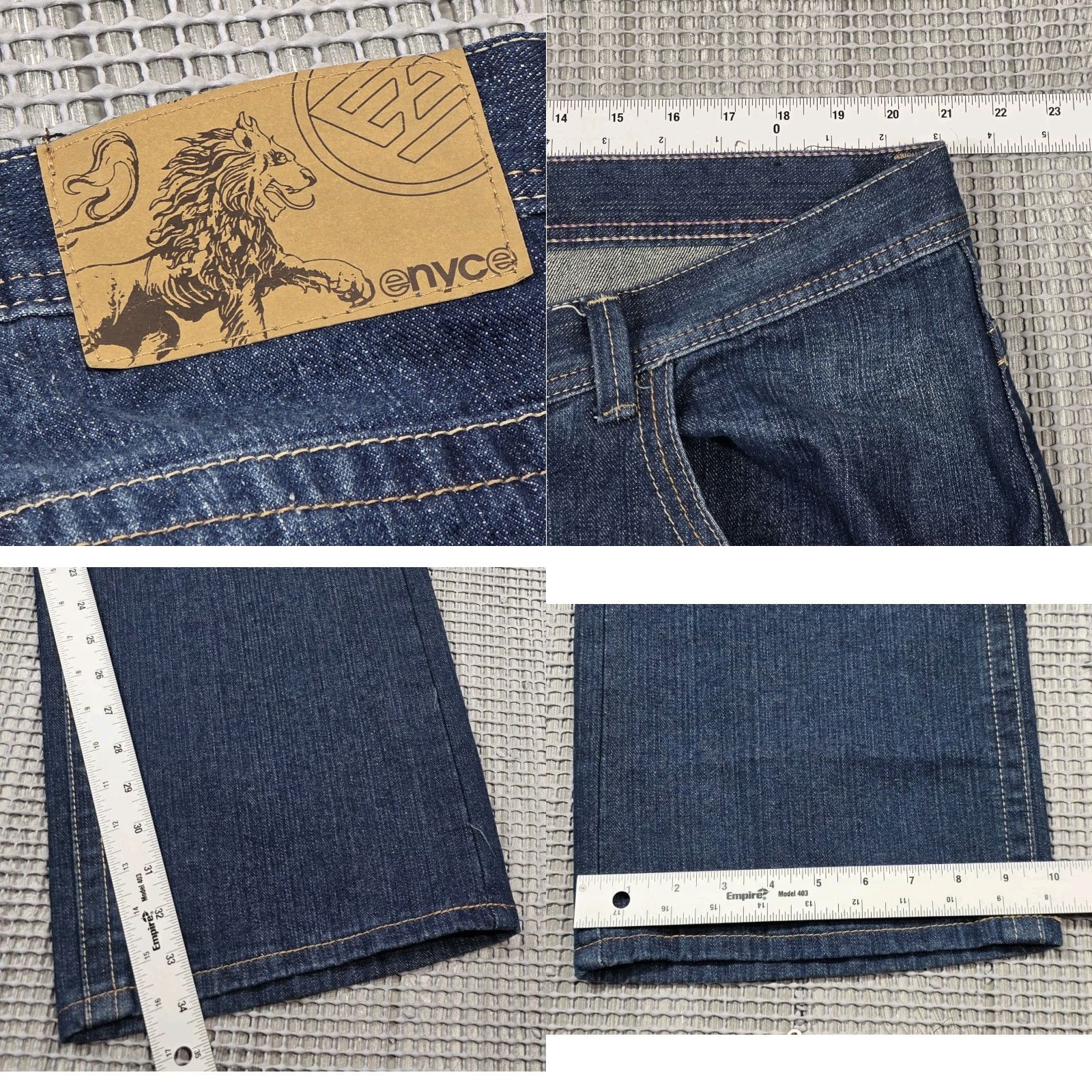 Enyce VTG Enyce Jeans Wide Leg Baggy Denim Fade Mens 42x34 Embroidered Leather Pocket Jeans 42 Blue Wide-Leg Hip Hop 90s Mens Size US 42 / EU 58 - 9 Thumbnail