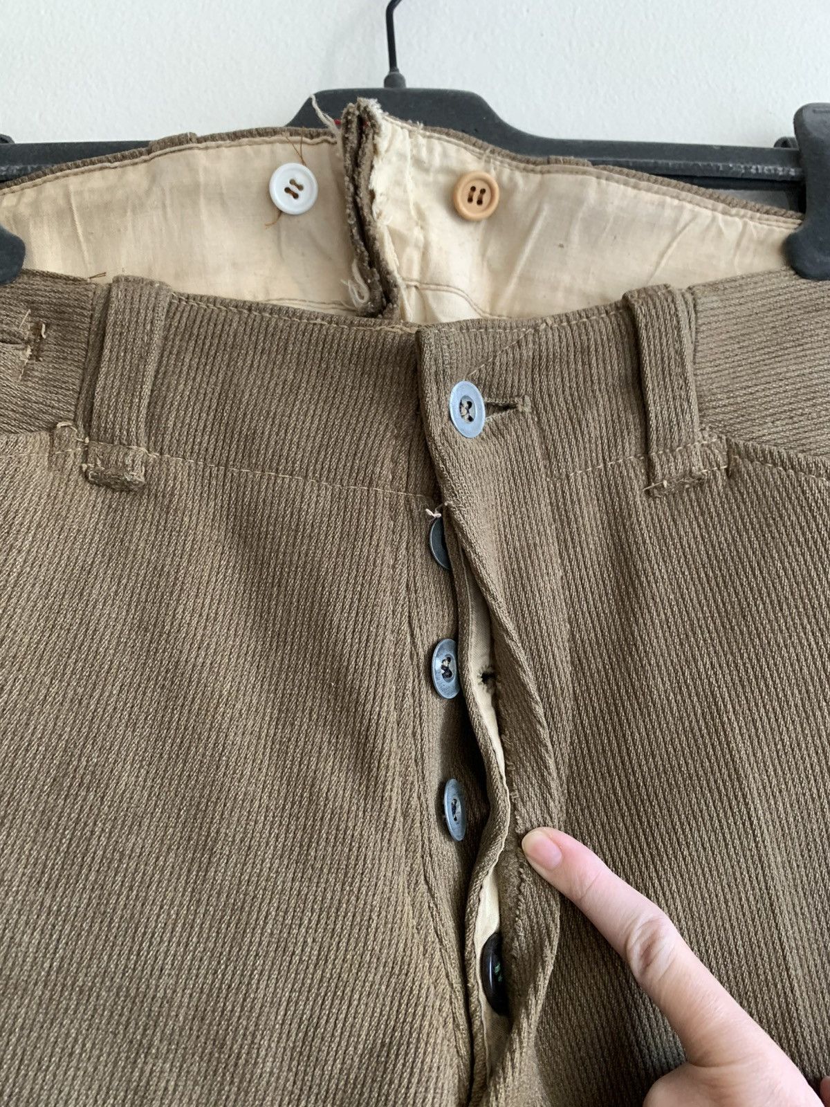 Vintage 1910’s WWI French Military Jodhpur Wool Whipcord Pants Size US 33 - 3 Thumbnail