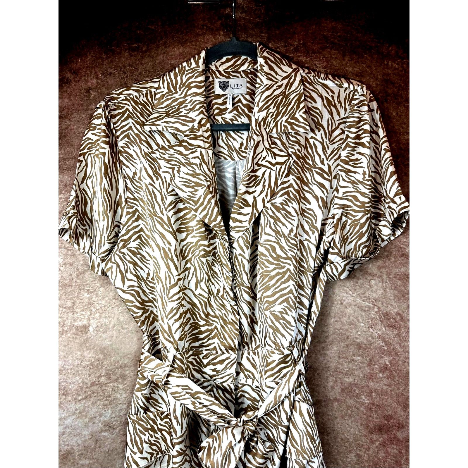Other Lita by Ciara Animal Print Romper - Neutral Tiger - size M Size 30" / US 8 / IT 44 - 4 Thumbnail