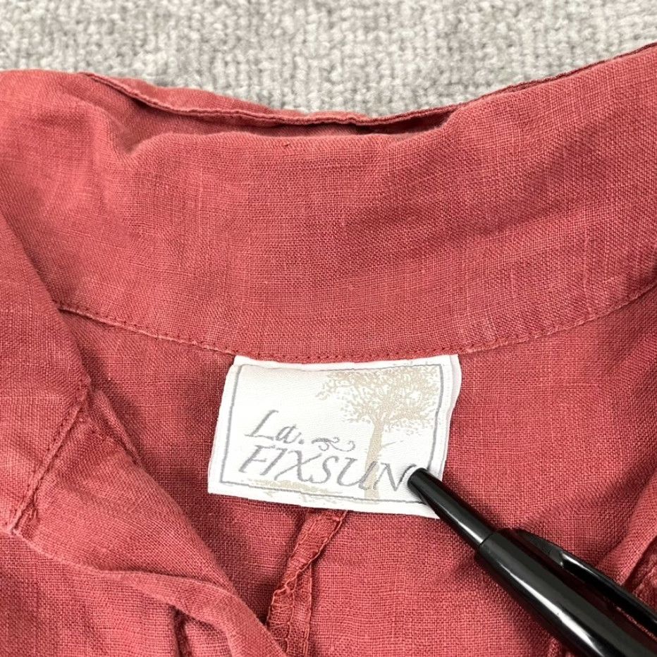 Vintage VINTAGE La Fixsun Linen Blouse Top Womens XL Casual 3/4 Sleeve Red 90s Outdoor Everyday Size XL / US 12-14 / IT 48-50 - 2 Thumbnail
