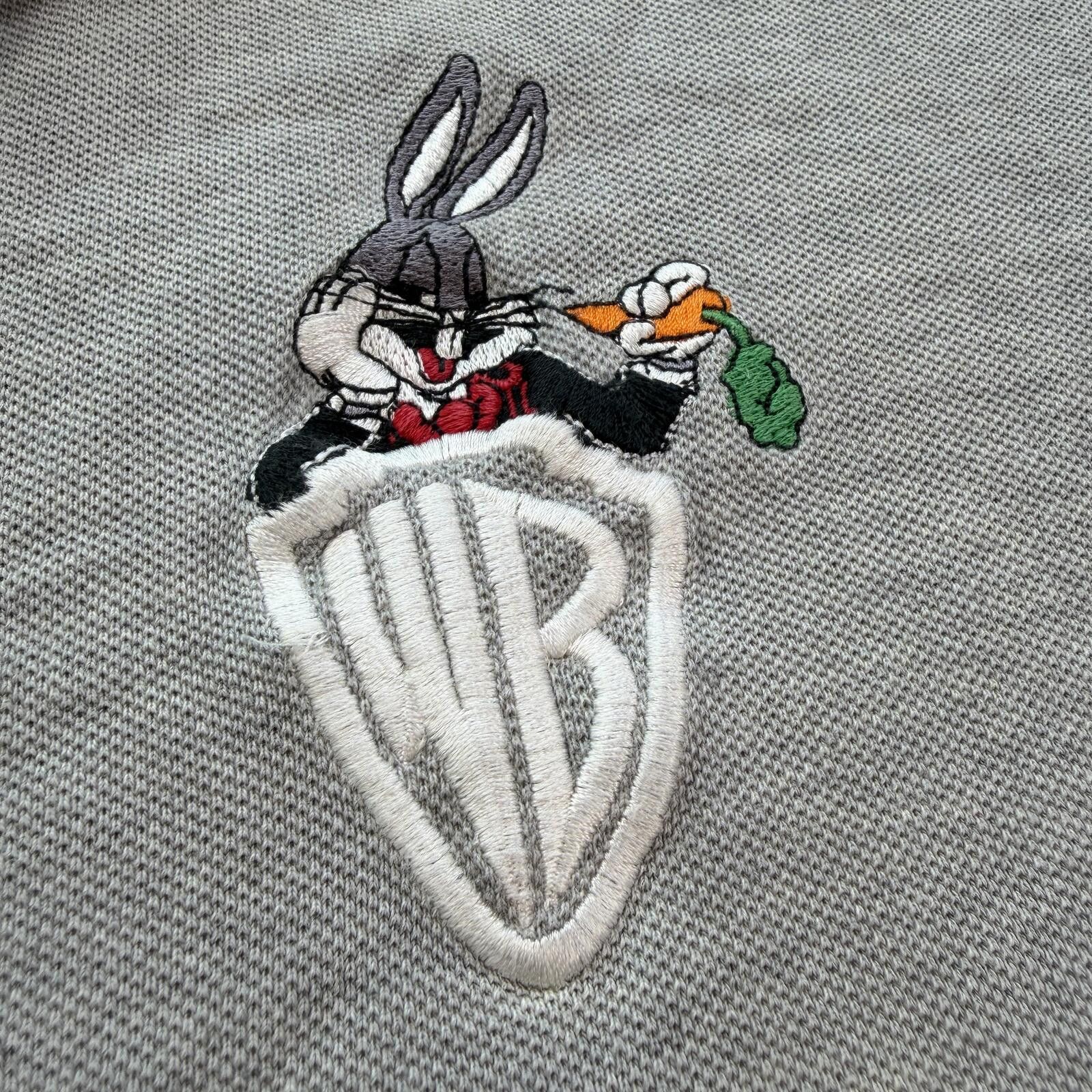 Warner Bros Vintage 1991 Warner Bros Bugs Bunny Polo Shirt Gray XXL Size US XXL / EU 58 / 5 - 5 Thumbnail