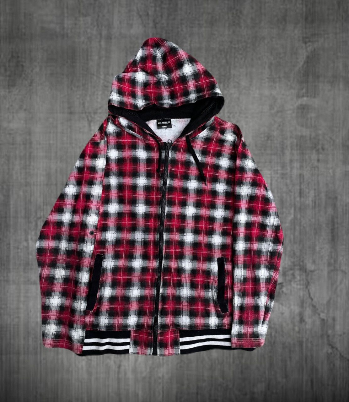 2000s Japanese archive Vkei Plaid Zip-Up Lightweight Hoodie