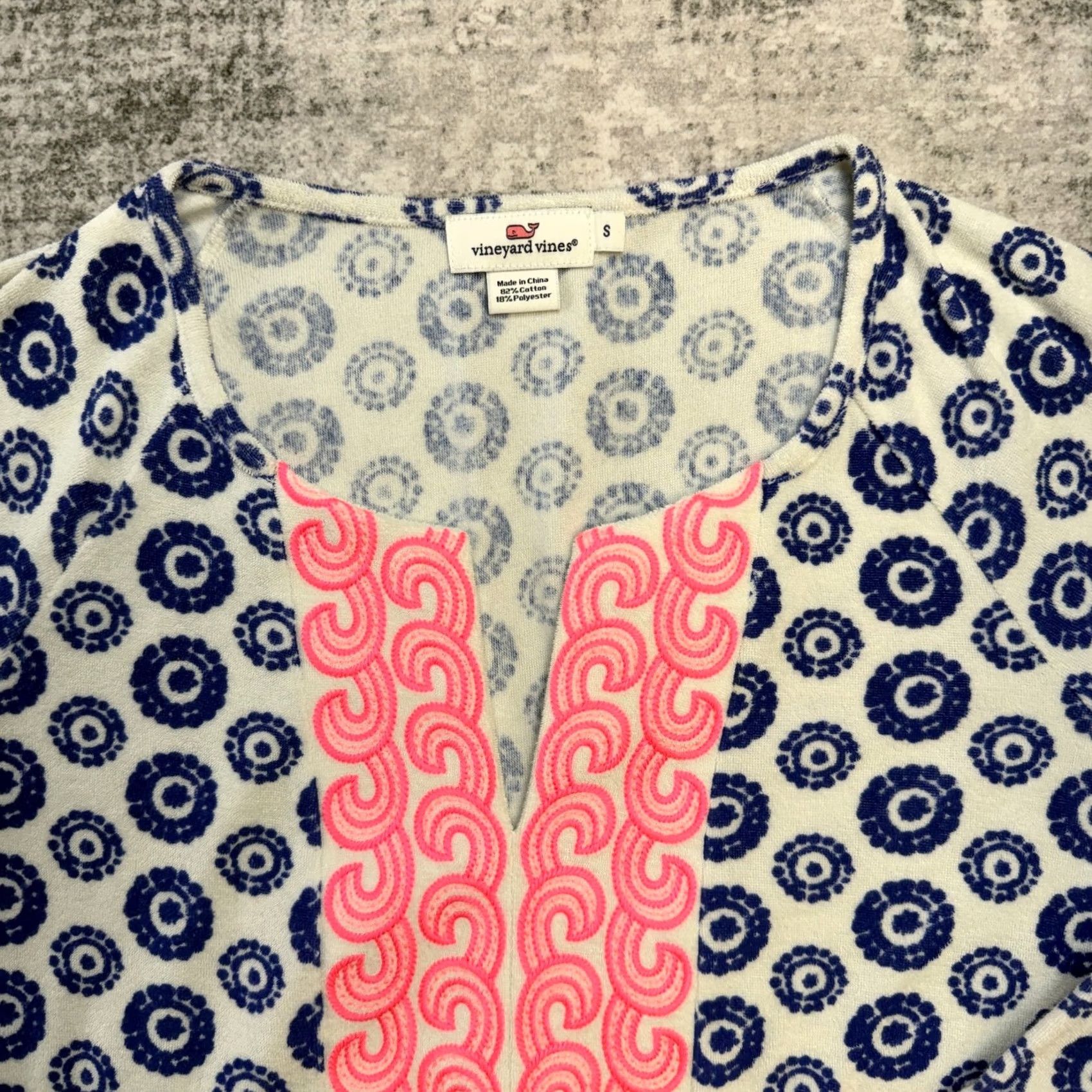 Vineyard Vines Vineyard Vines Dress Womens Small Blue Geometric Terry Cloth Coverup Resort Beach Size S / US 4 / IT 40 - 3 Thumbnail