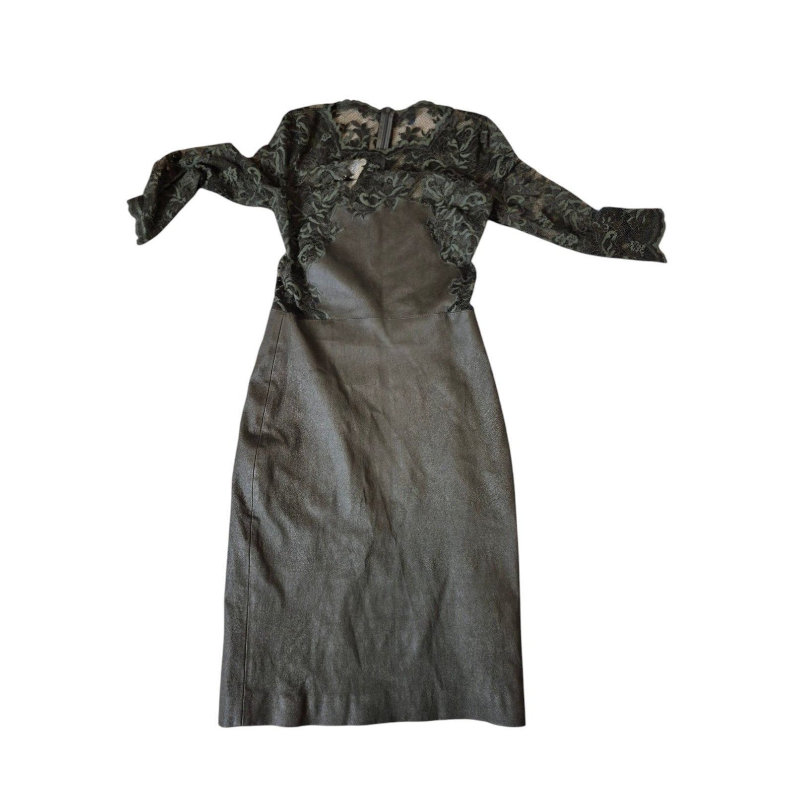 Other Olvi's Leather and Lace Pencil Sheath Dress Dark Green Sz 1 Size XS / US 0-2 / IT 36-38 - 1 Thumbnail