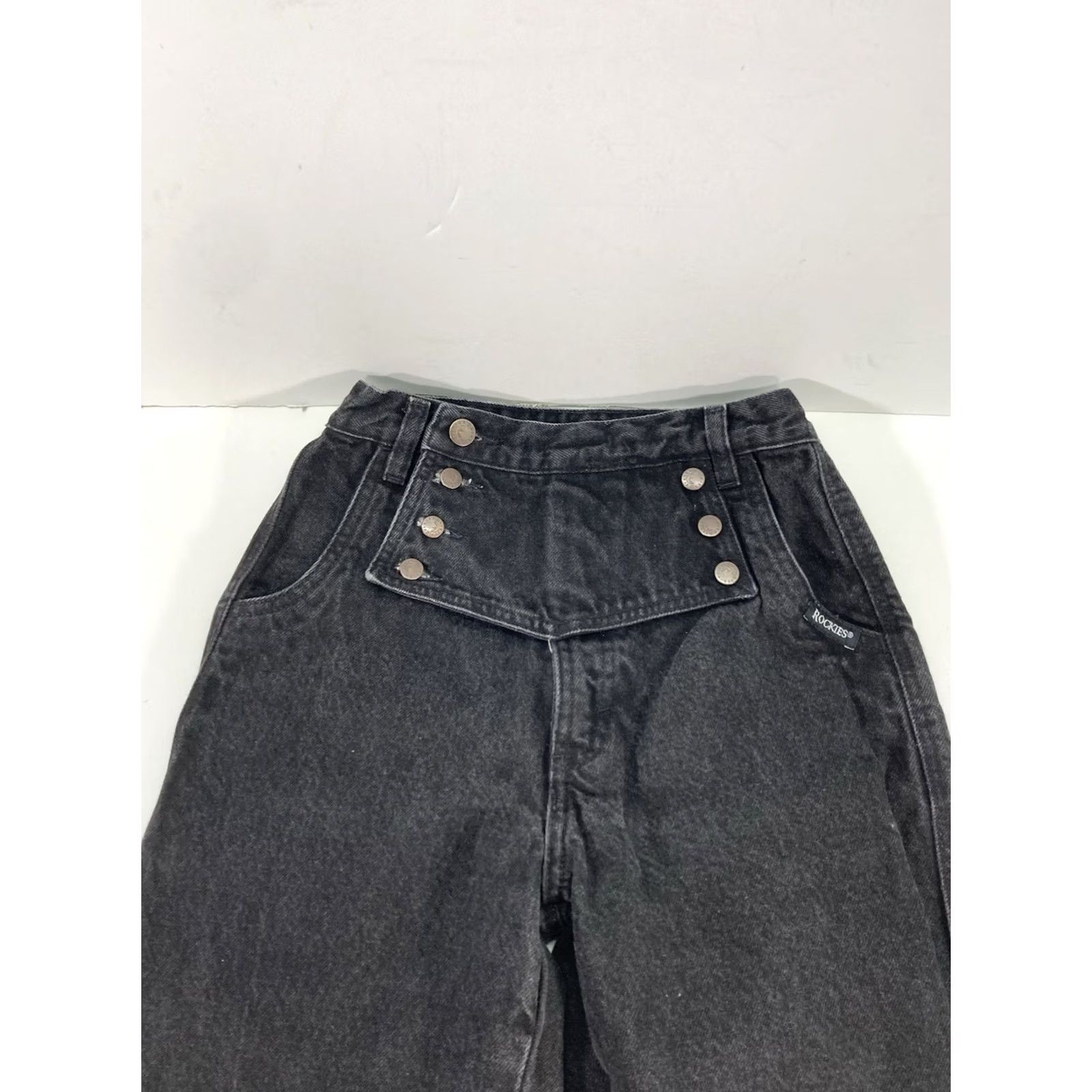 Vintage VINTAGE Rockies Jeans Women 24X34 Black Denim Bareback Tapered Leg Cotton Front Flap VTG Size 42" / US 20 - 5 Thumbnail
