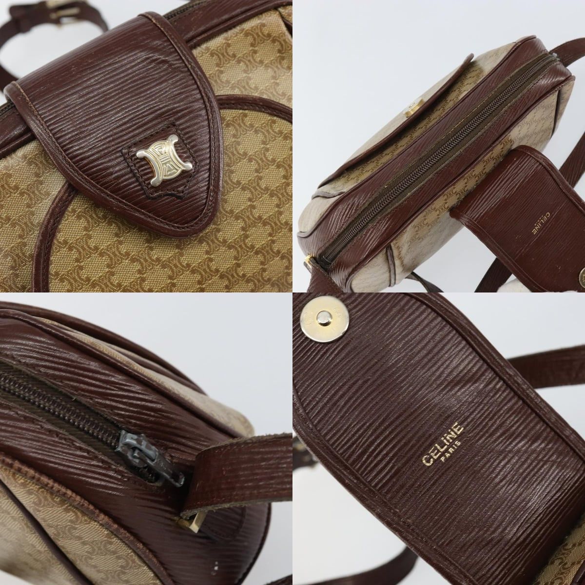 Celine CELINE Macadam Canvas Shoulder Bag Pvc Beige Gold Size ONE SIZE - 11 Thumbnail