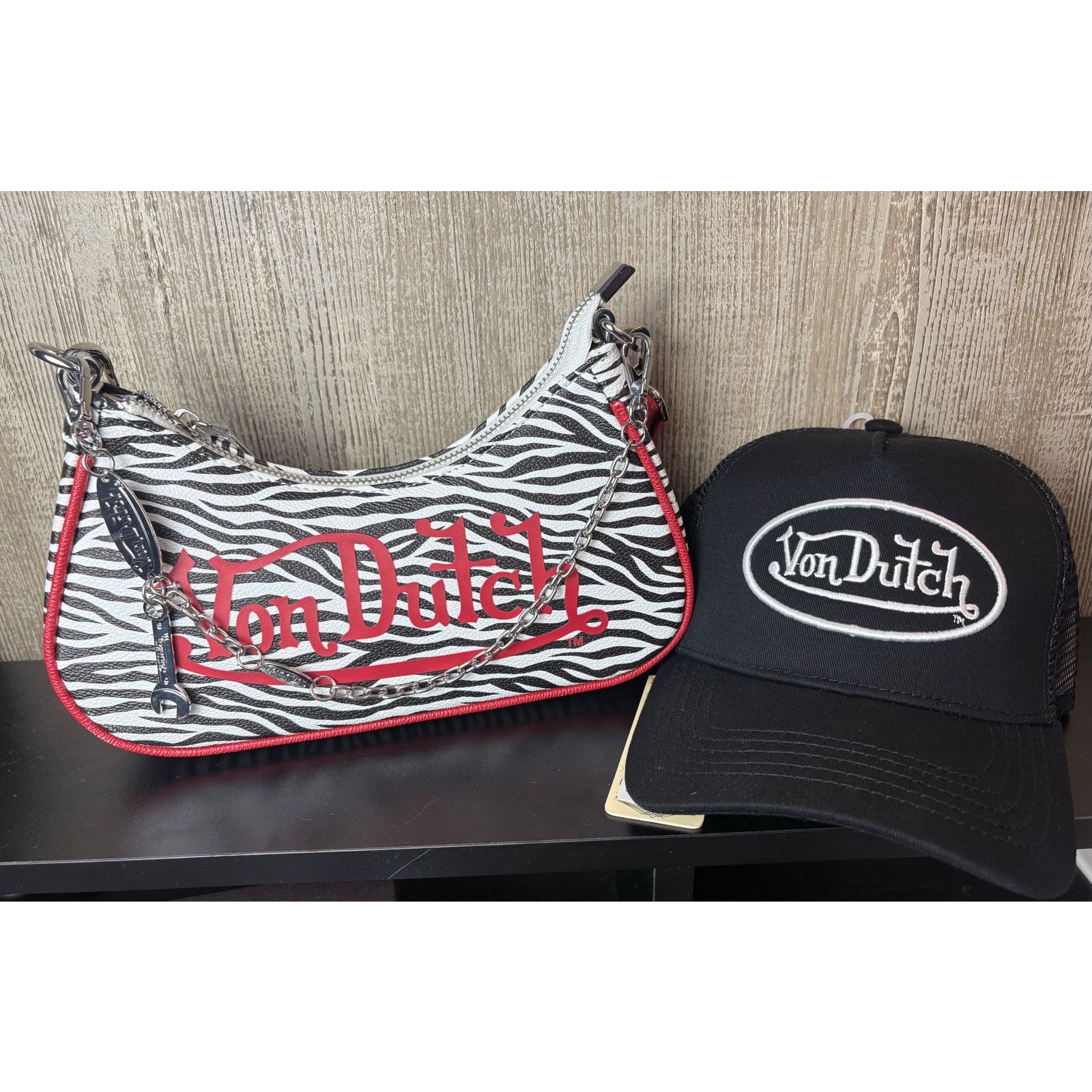 Von Dutch NEW Chic Von Dutch Zebra Shoulder Bag & Trucker Hat Bundle Size ONE SIZE - 1 Thumbnail
