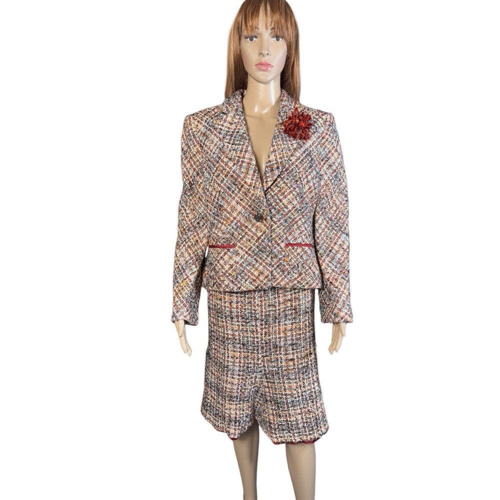 Anne Klein NWT New $380 Anne Klein Tweed Wool Blend Blazer Skirt Suit Size XL / US 12-14 / IT 48-50 - 1 Thumbnail