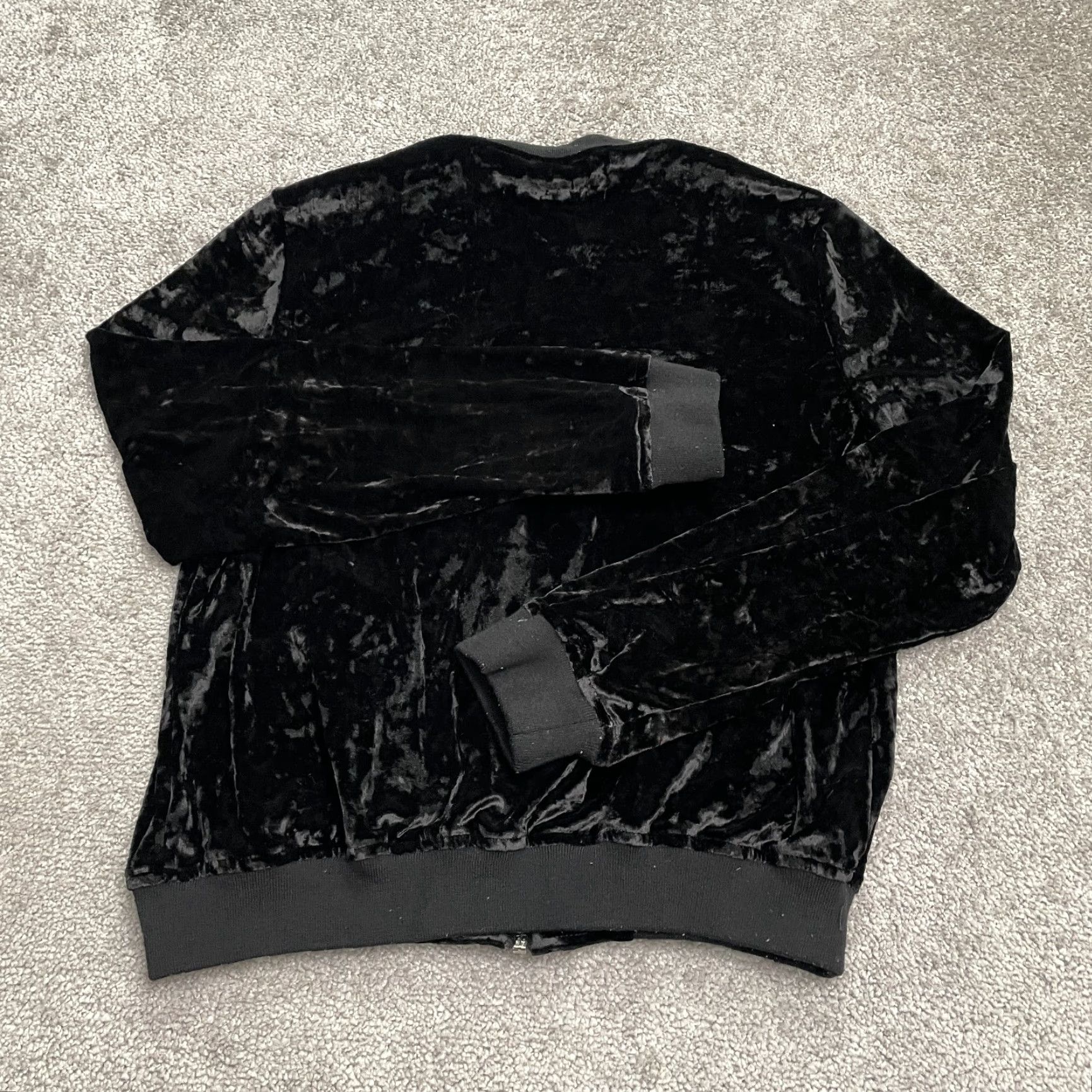 Vintage Louise Paris Velour Velvet Jacket Womens Large Black Full Zip Casual Pockets Size L / US 10 / IT 46 - 2 Thumbnail