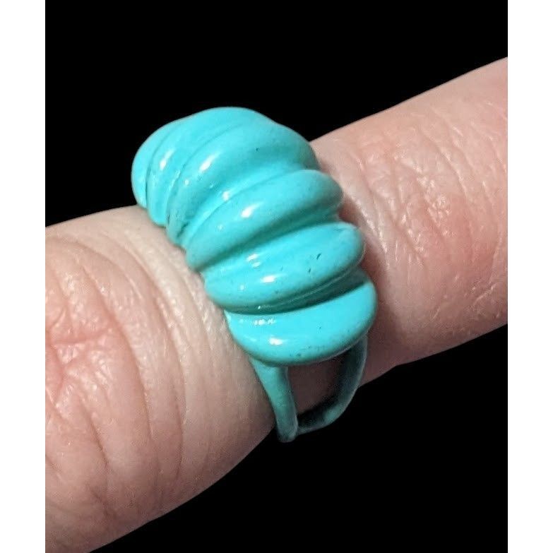 Other Mermaidcore Blue Scalloped Metal Enamel Coated Ring Size 5 Size ONE SIZE - 5 Thumbnail