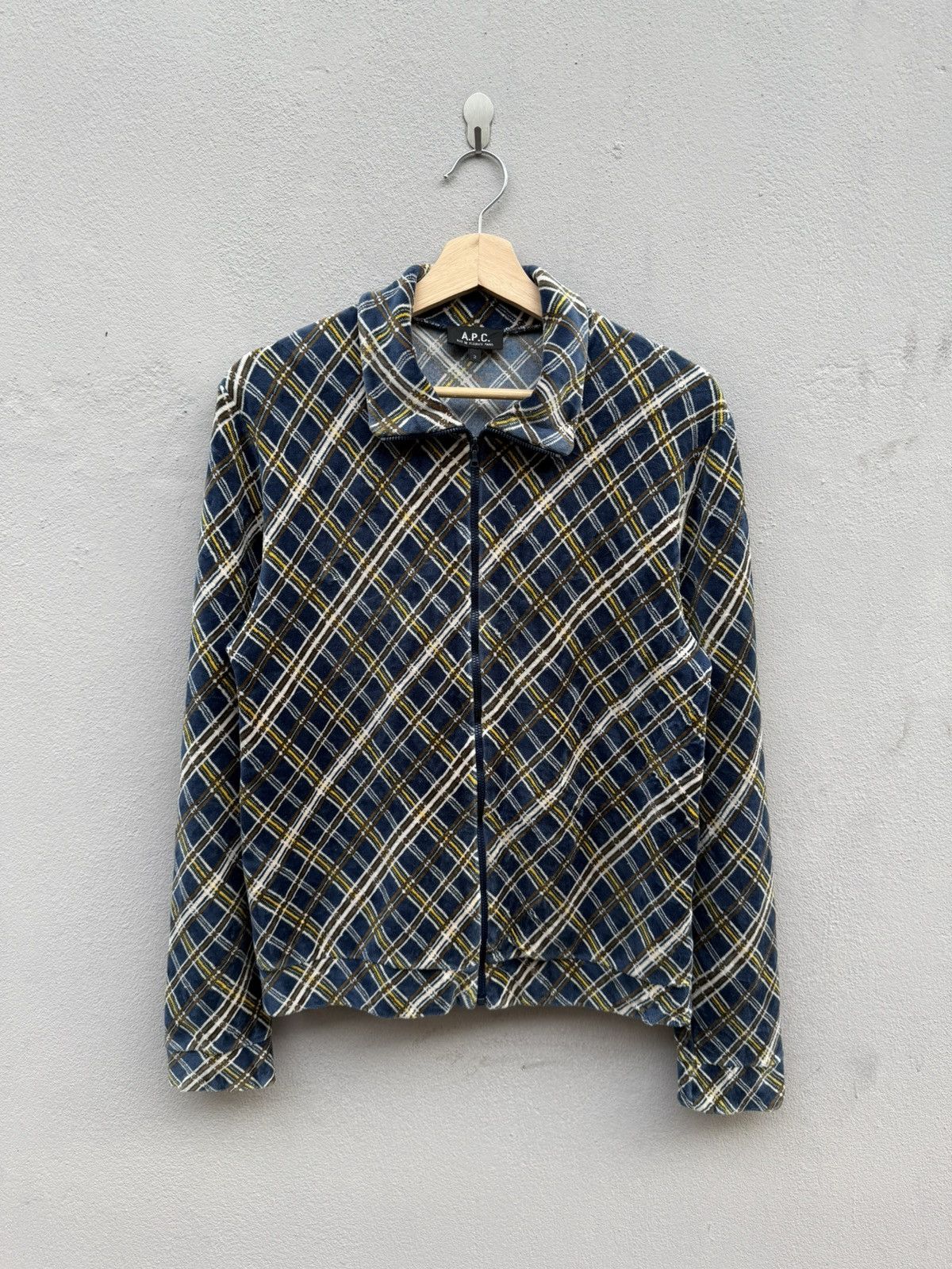 A.P.C. × Designer Vintage A.P.C. Checked Velvet Zip Up Jacket Size US S / EU 44-46 / 1 - 1 Thumbnail