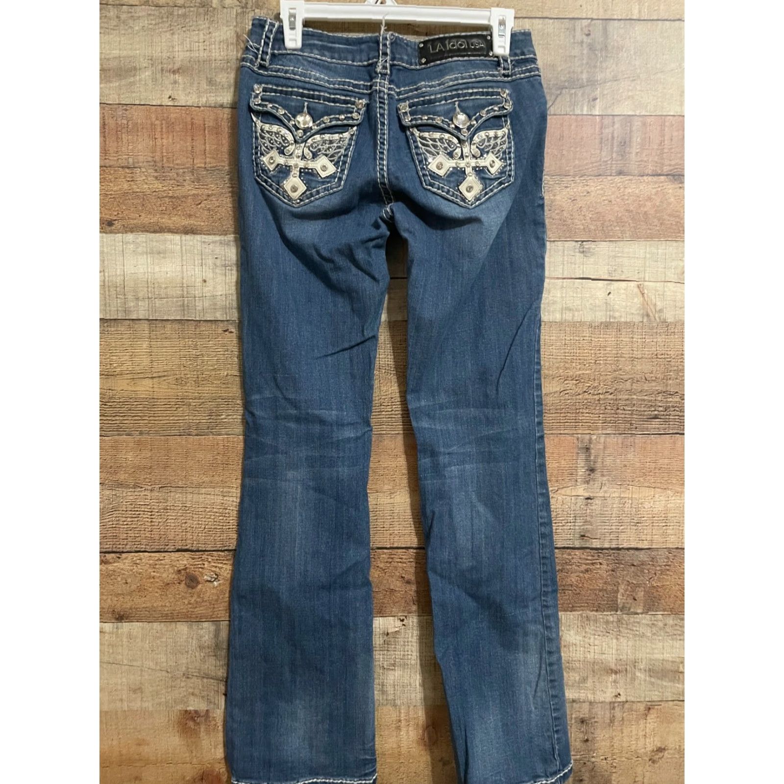 Vintage LA Idol Jeans Womens Bootcut Denim 5-Pocket Design Blue W31 L34 Sz 9 Flat Front Regular Rise Size 30" / US 8 / IT 44 - 5 Thumbnail