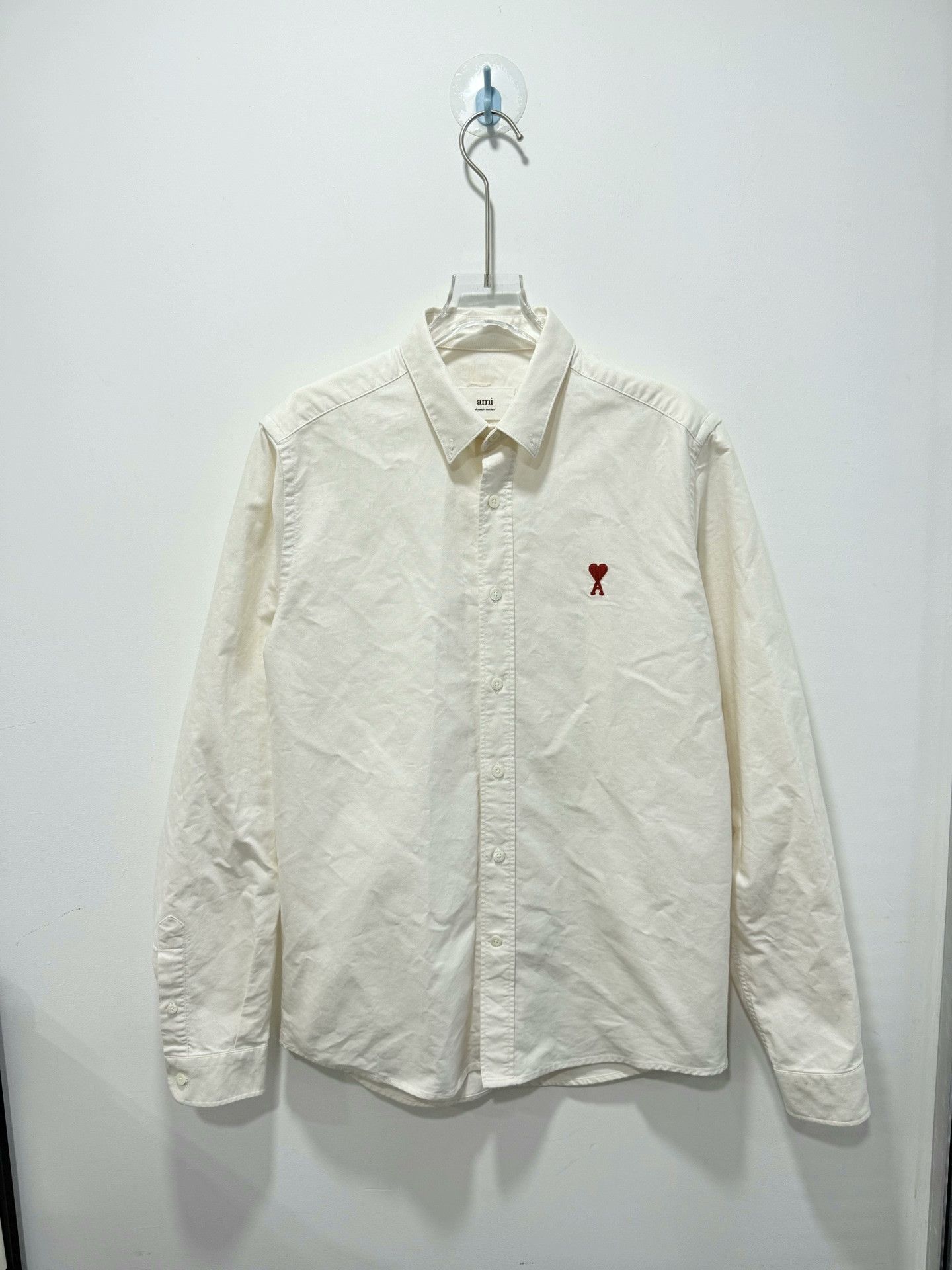 AMI Ami Beige Heart Long-Sleeve Shirt Size US L / EU 52-54 / 3 - 1 Thumbnail