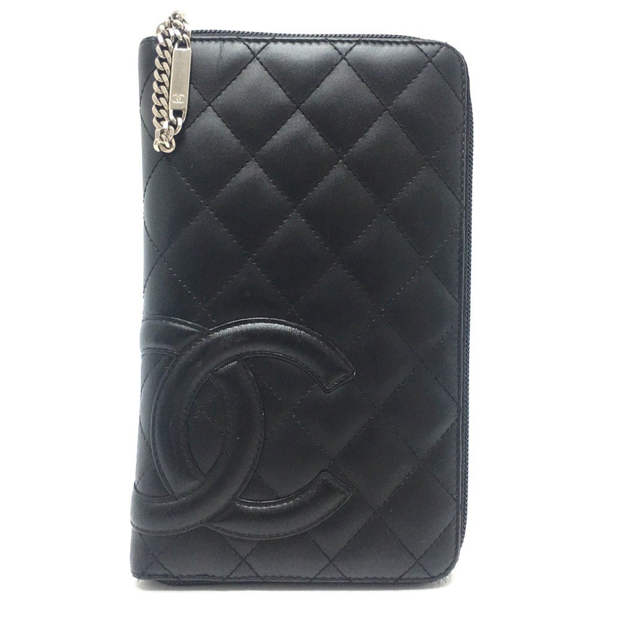 Chanel CHANEL Cambon Line Organizer Round Zipper Long Wallet, Calf Leather, Women's, Black/Pink, A26710 Size ONE SIZE - 1 Thumbnail