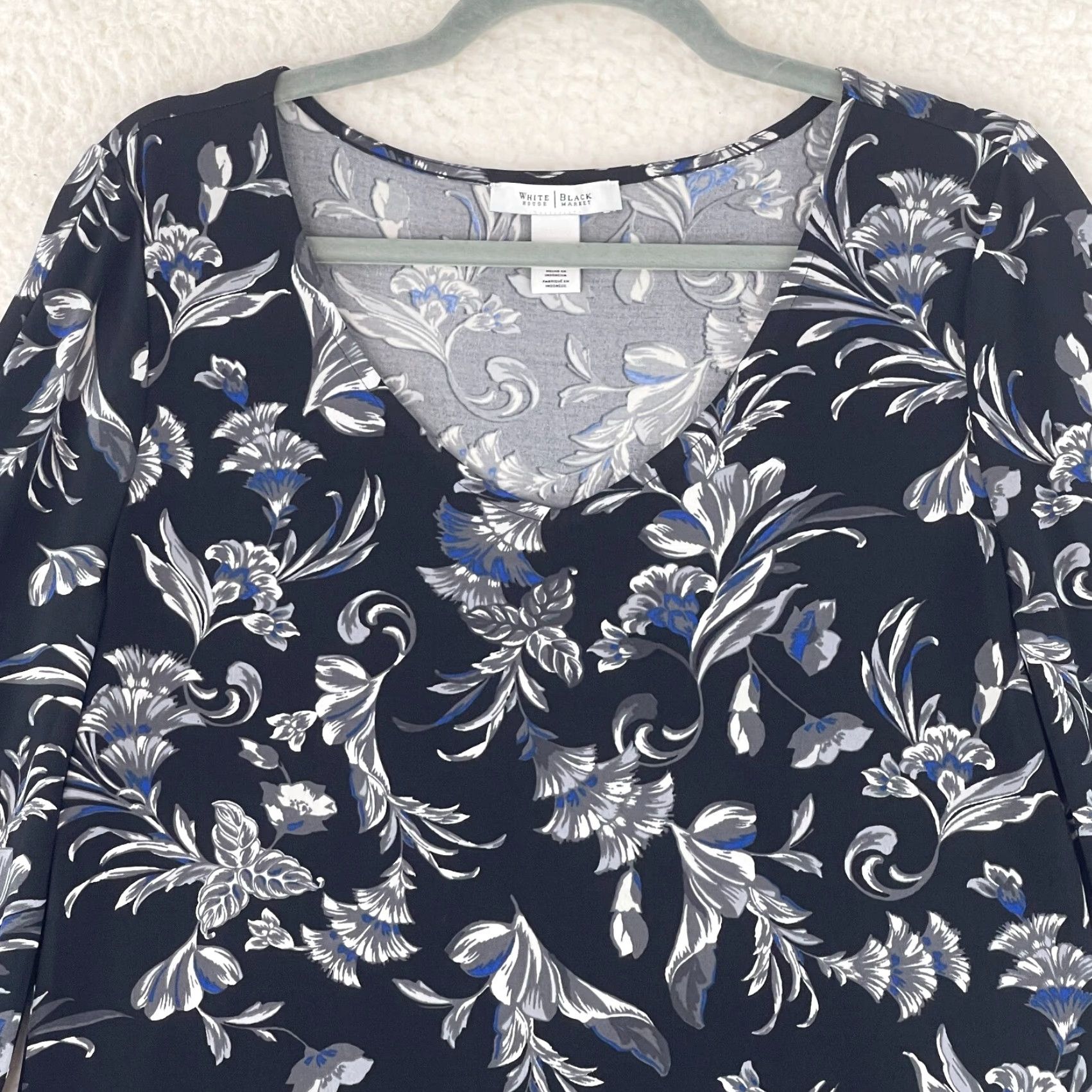 White House Black Market White House Black Market Dress Womens Medium 3/4 Sleeve Black Floral Print Size M / US 6-8 / IT 42-44 - 5 Thumbnail