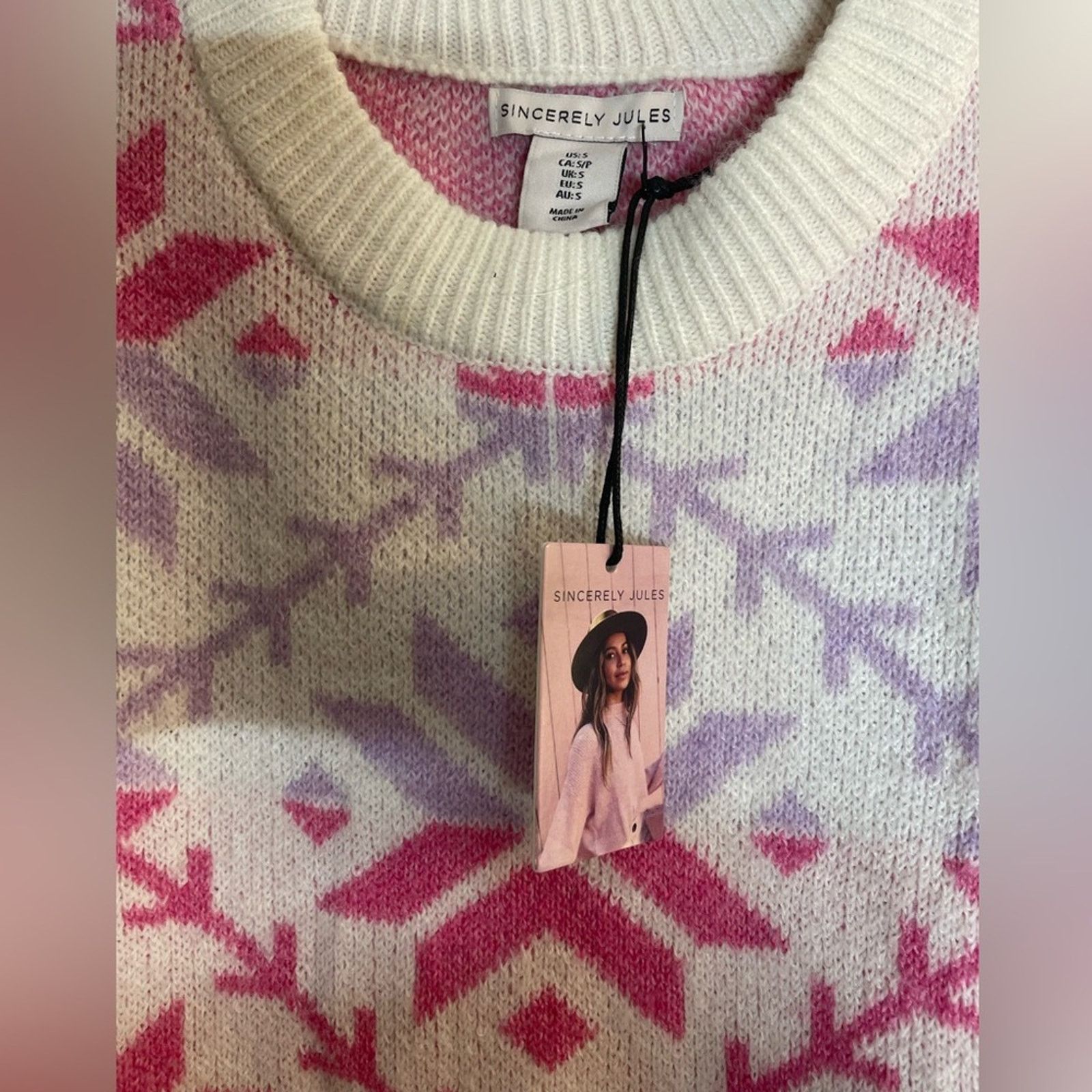 J.Crew NWT Sincerely Jules Vibrant Pink and Lavender Sweater Size S / US 4 / IT 40 - 3 Thumbnail