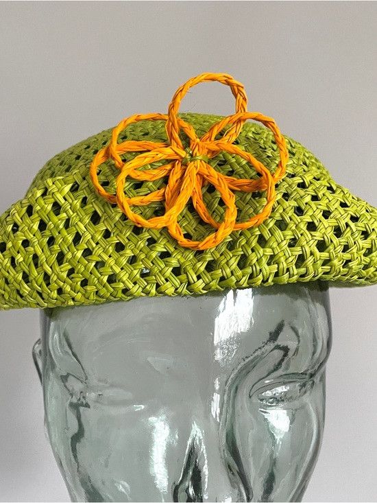 Vintage Vintage Green Seagrass Straw Half Hat - One Size Size ONE SIZE - 4 Thumbnail