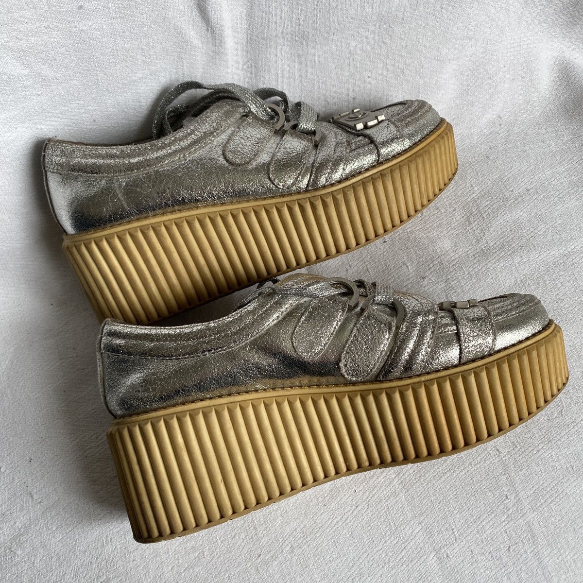 Chanel Cnanel Silver Foil Platform Creeper Sneakers Size US 8 / IT 38 - 4 Thumbnail