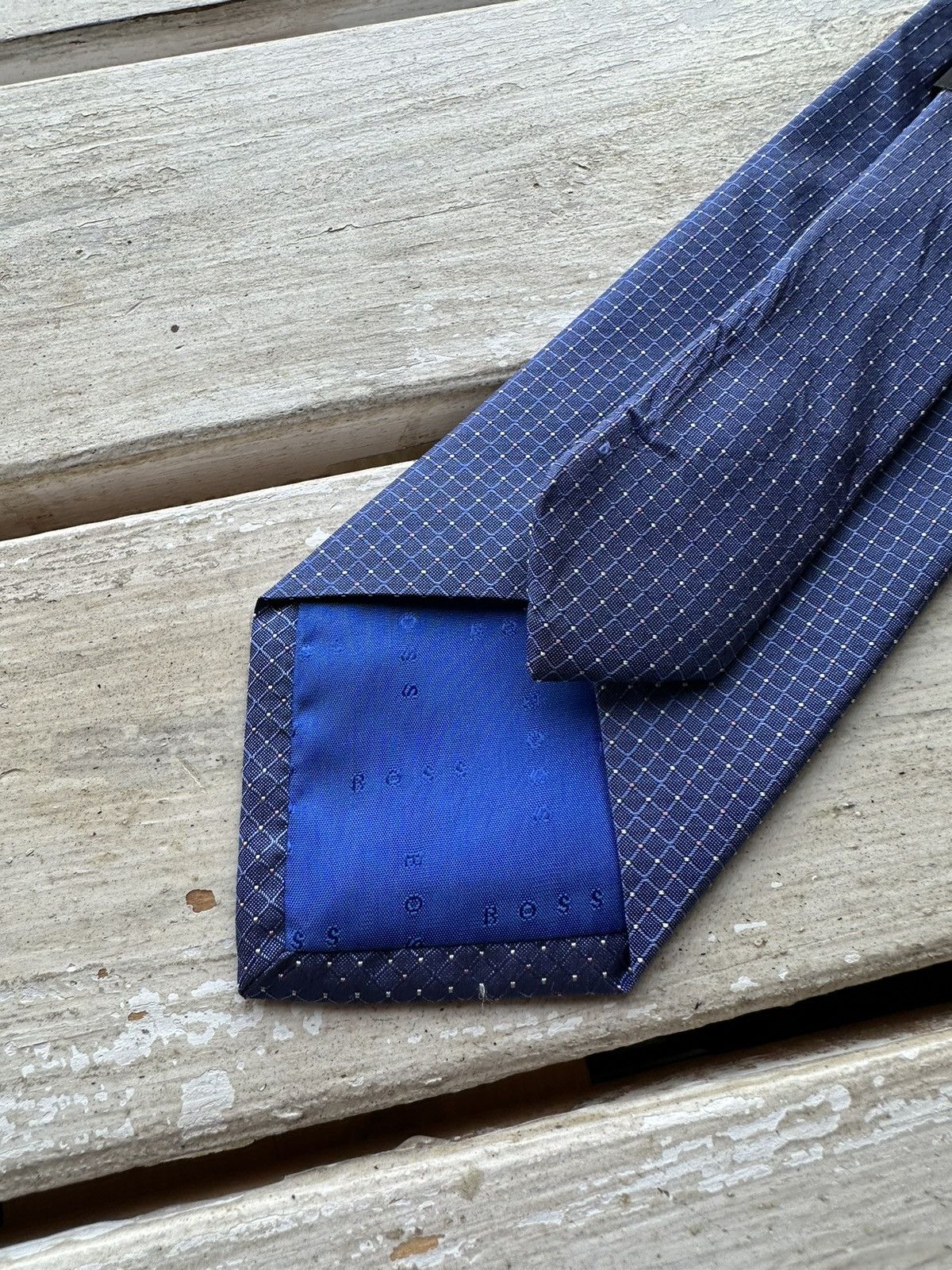 Designer × Hugo Boss 🚨RARE Hugo Boss Tie old money style Blue luxury monogram Size ONE SIZE - 2 Thumbnail