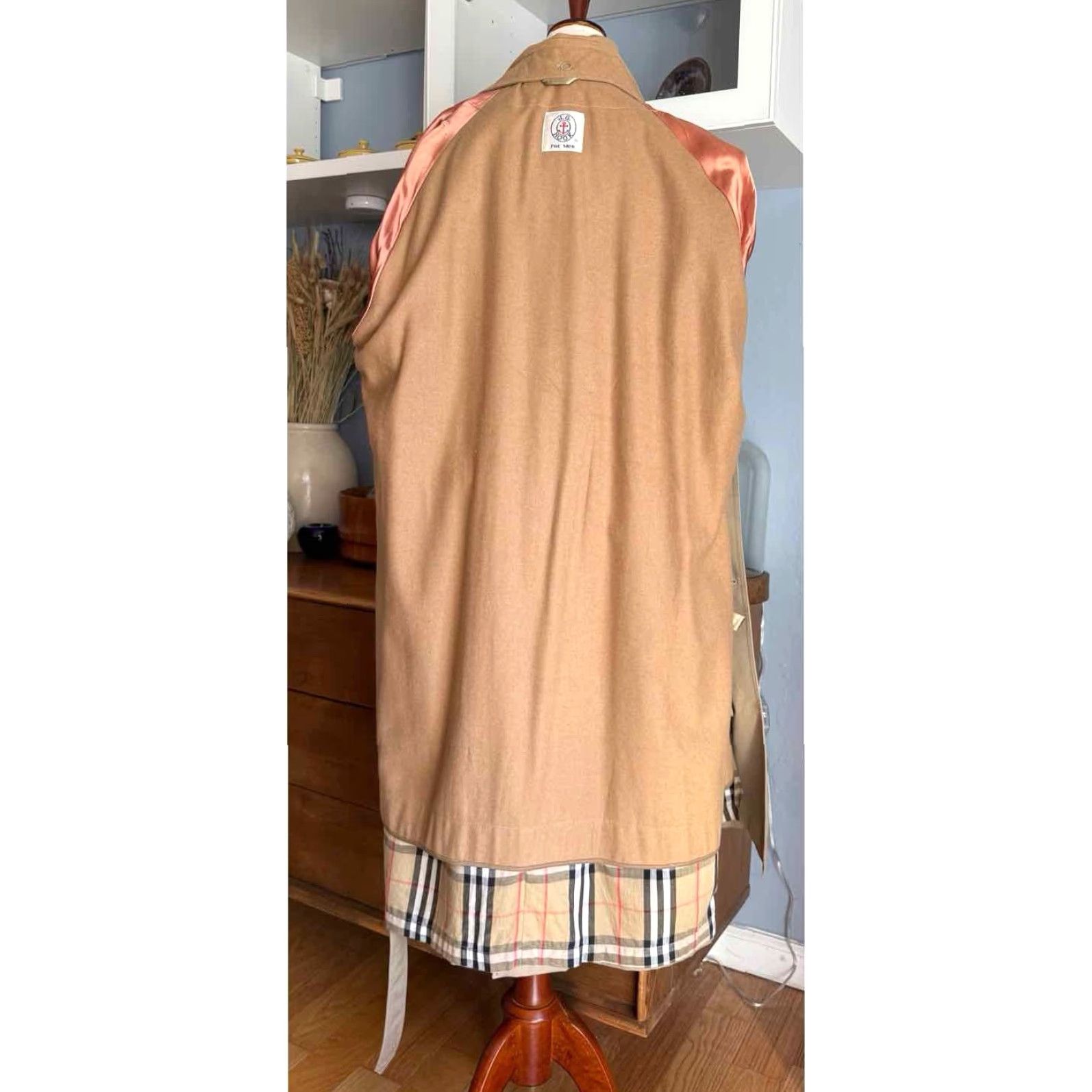 Vintage VINTAGE J.H. HOOK Trench Coat Khaki Nova Check & Wool Liner Collar Throat Latch Coat 40 Regular Mens Size US XXS / EU 40 - 5 Thumbnail