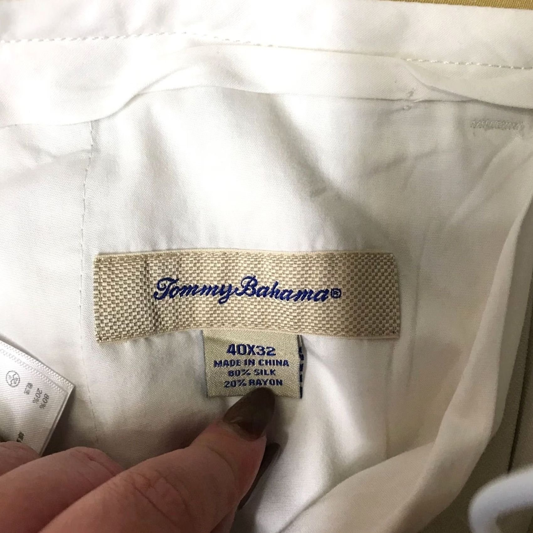 Tommy Bahama TOMMY BAHAMA Pants MEN Dress Pants Silk Beige 40x32 Regular Inseam 32 PLEATED Slacks Size US 40 / EU 56 - 8 Thumbnail