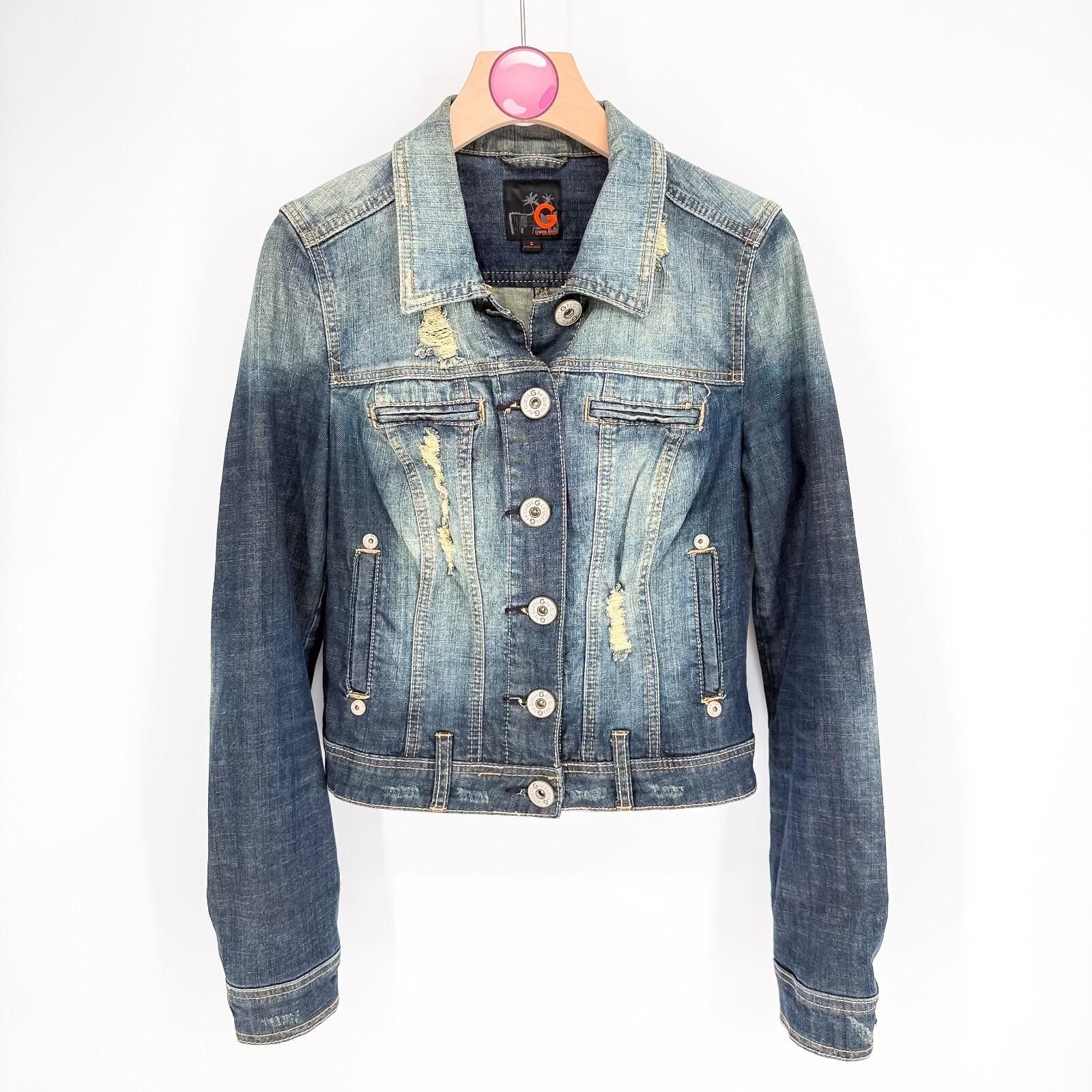 Guess G by Guess Distressed Blue Denim Jacket Pockets Women Small Size S / US 4 / IT 40 - 1 Thumbnail