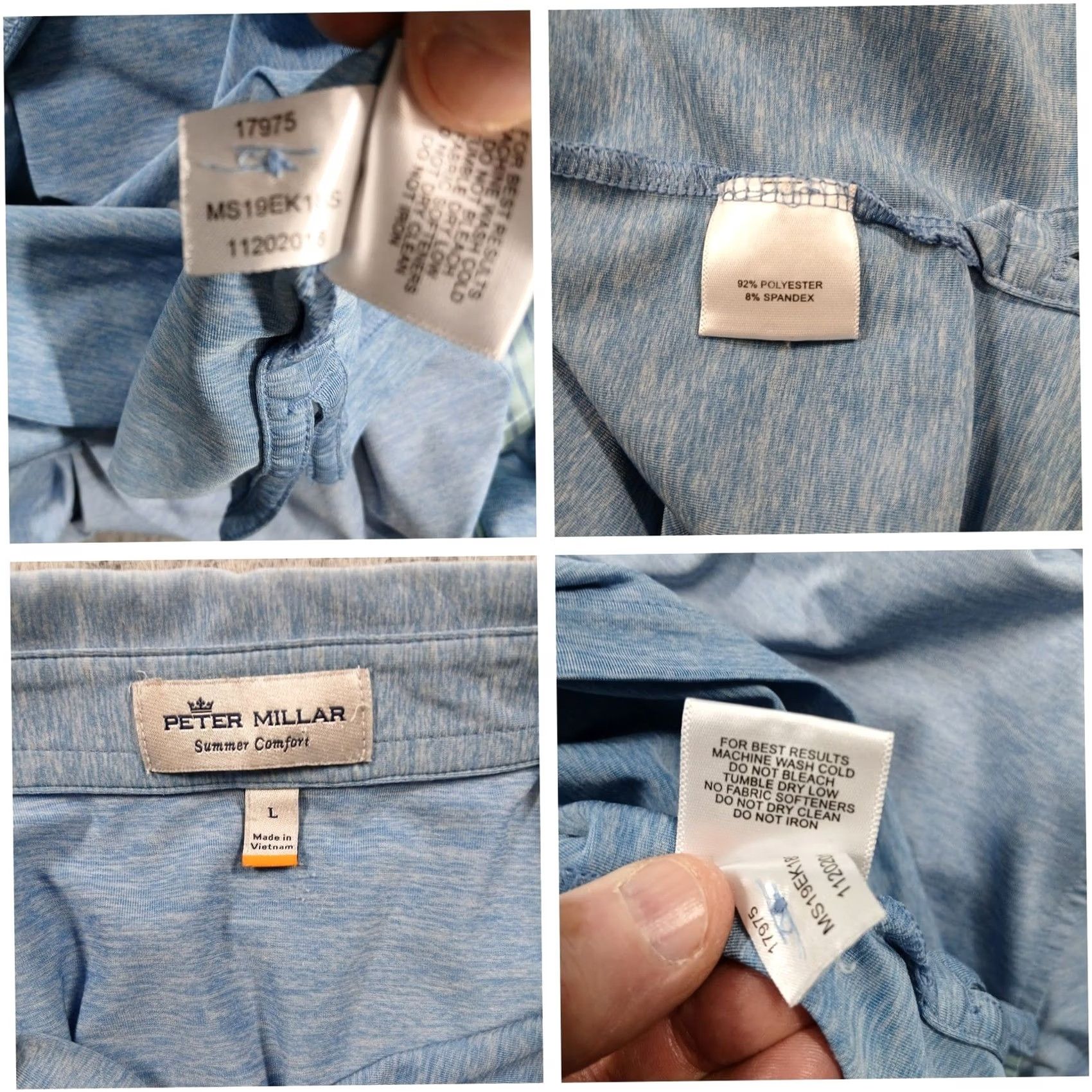 Peter Millar Peter Millar Blue Chest Stripe Performance Golf Polo L EUC Size US L / EU 52-54 / 3 - 5 Thumbnail