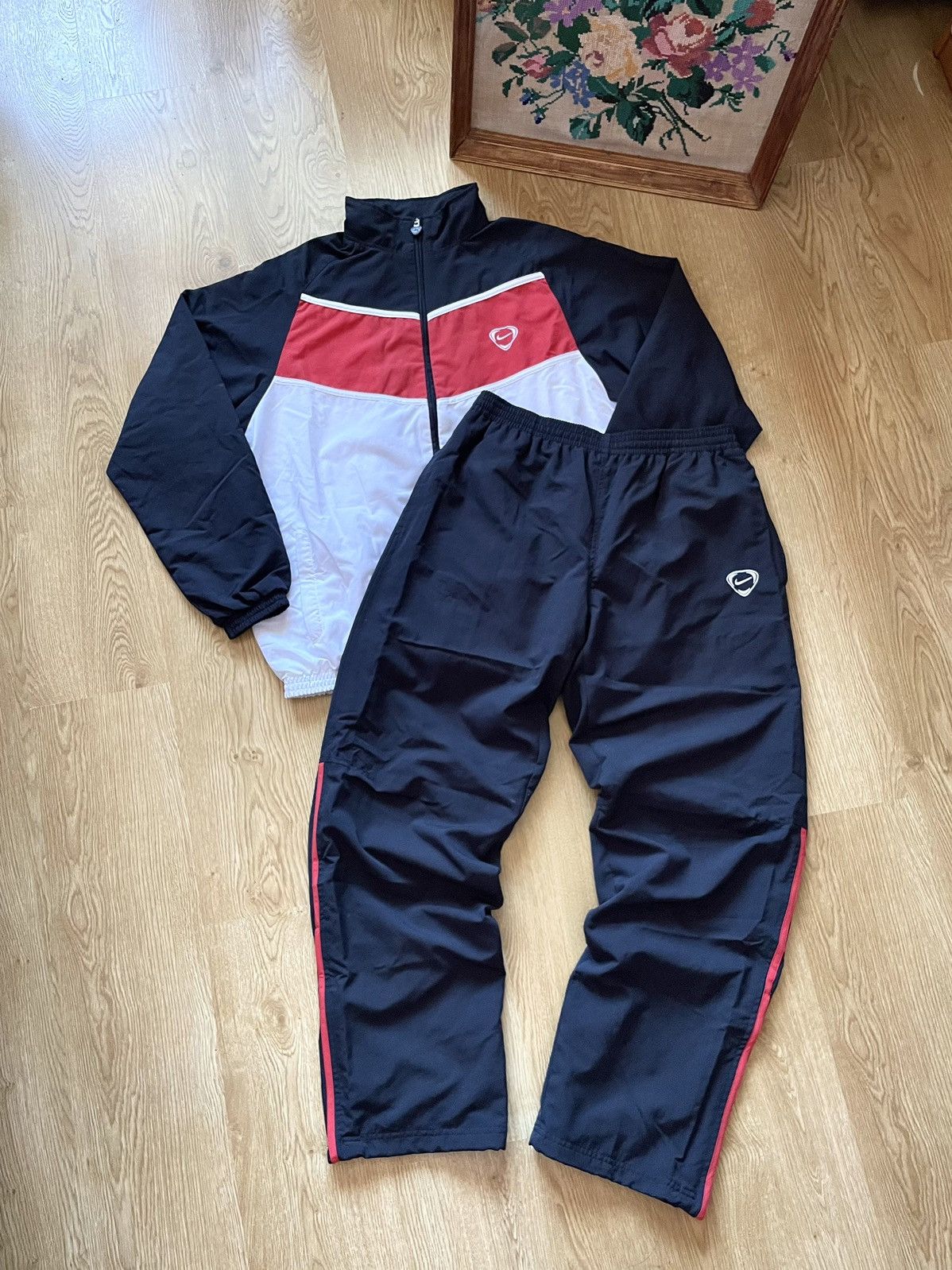 Nike × Vintage Vintage Y2K Nike Drill Windbreaker Track Suit Pants Jacket Size US L / EU 52-54 / 3 - 4 Thumbnail