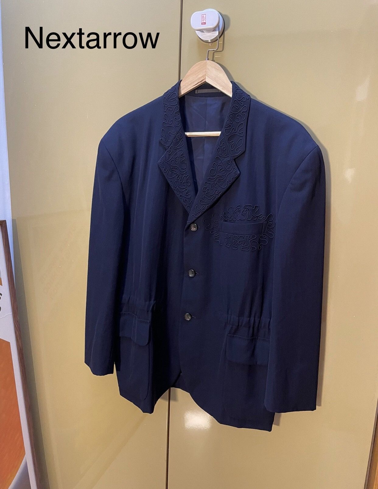 Comme des Garcons Navy blue embroidered suit jacket 2412-Nextarrow Size 40S - 1 Thumbnail