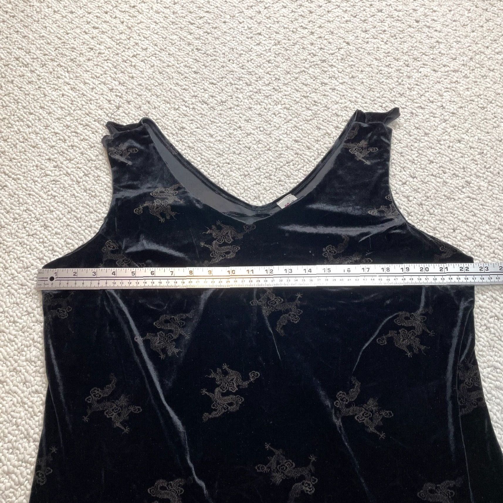 Velvet Love Scene Dress Womens 18 Black Sleeveless Velvet Chinese Dragon Print Size XXL / US 16-18 / IT 52-54 - 4 Thumbnail