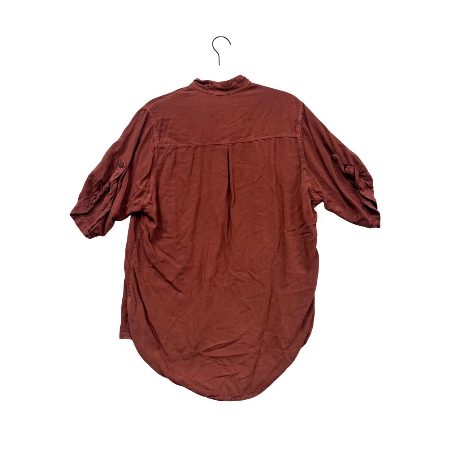 Rusty Kaya Wear Button-Up Tunic Shirt In Rust Color 3/4 Sleeve L Women Blouse Casual Summer Spring Fall Womens Like New Size L / US 10 / IT 46 - 2 Thumbnail