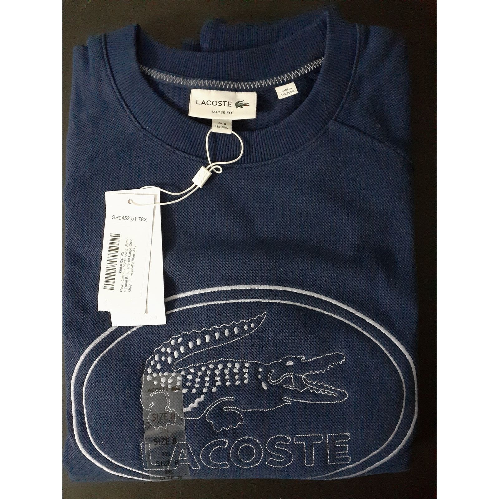 Lacoste Lacoste Men's Long Sleeve Large Embroidered Sweatshirt 3XL Size US XXL / EU 58 / 5 - 3 Thumbnail