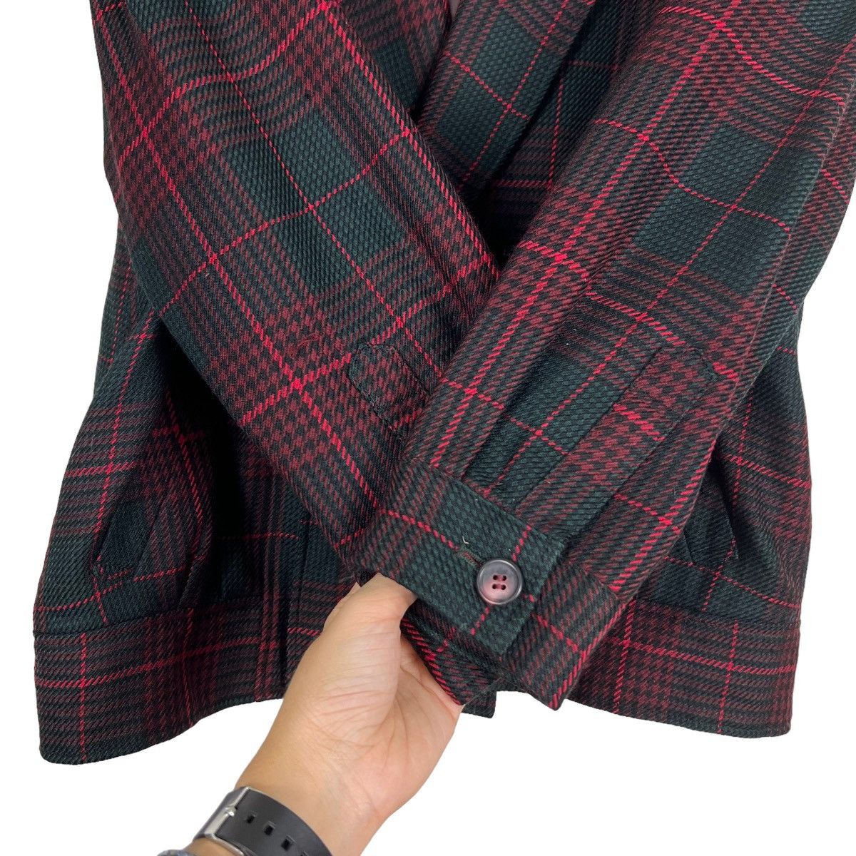 Issey Miyake 🔥 DANA DO PIP PLAID CHECK WOOL COLAR LESS BOMBER JACKET Size US M / EU 48-50 / 2 - 13 Thumbnail