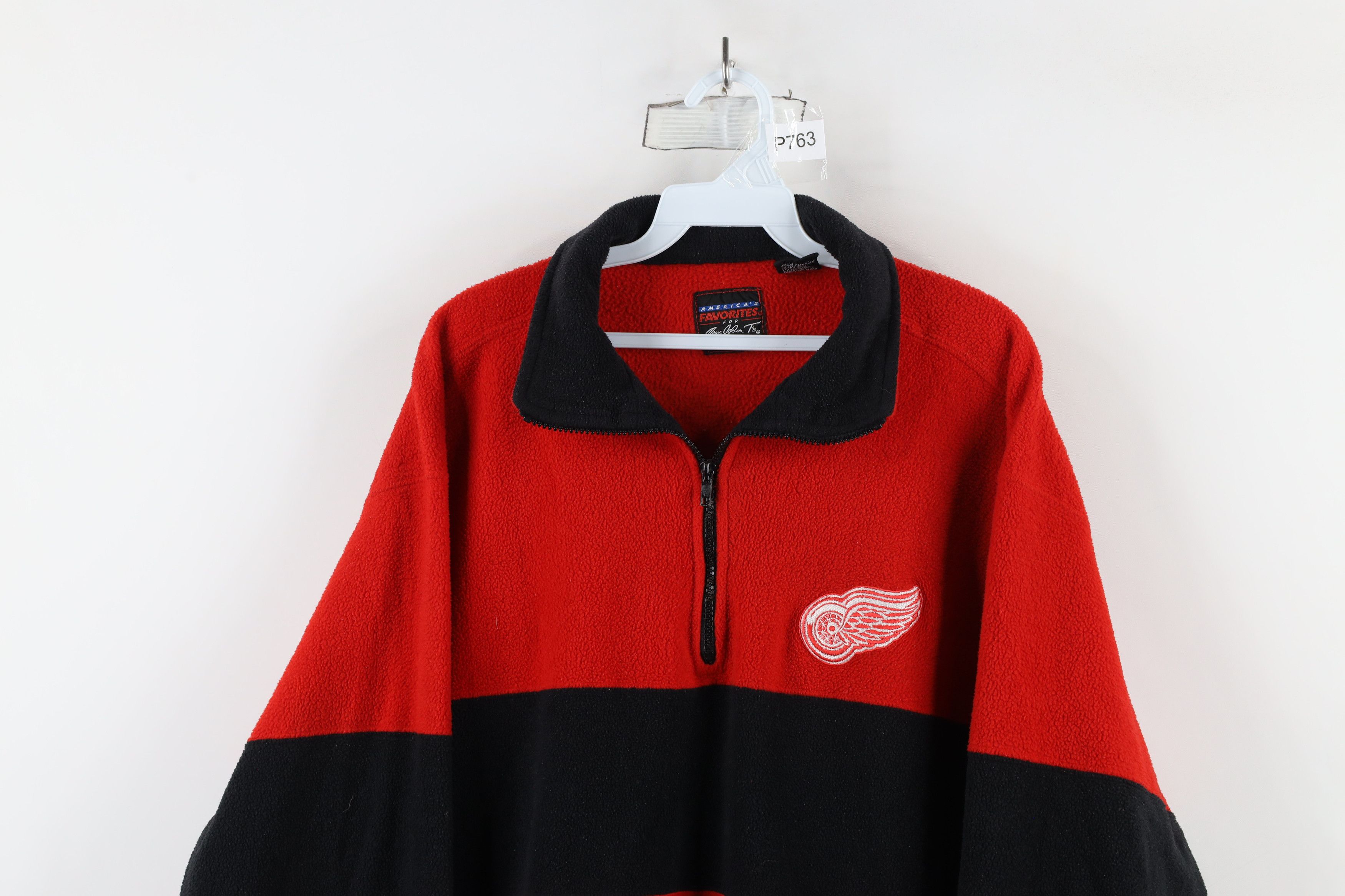 Vintage Vintage 90s Wings Hockey Half Zip Fleece Pullover Sweater Size US L / EU 52-54 / 3 - 2 Thumbnail