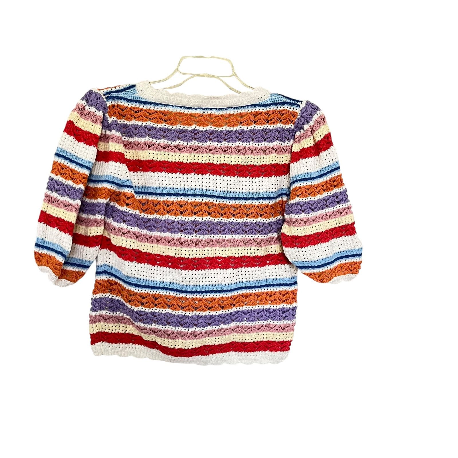 Other Suncoo Panaca Multicolor Striped Knit Puff Sleeve Sweater Size S / US 4 / IT 40 - 7 Thumbnail