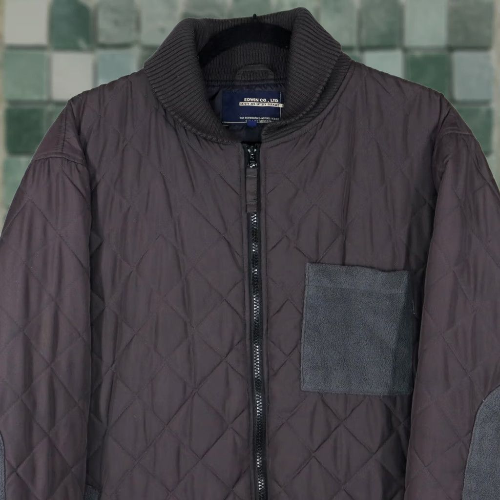 Edwin Edwin Puffer Jacket Mens Large Gray Quilted Elbow Patch Jacket Zip Nylon Coat Size US L / EU 52-54 / 3 - 1 Thumbnail