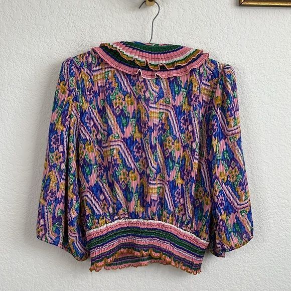 Neiman Marcus × Vintage Susan Fran Neiman Marcus Blouse Oil Spill Accordian Pleated Size L / US 10 / IT 46 - 7 Thumbnail