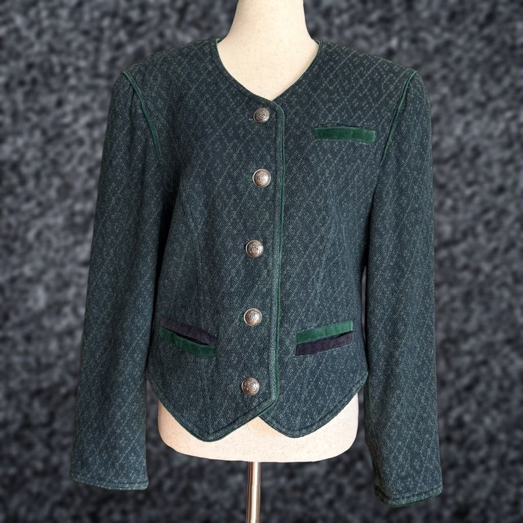 Sperry VINTAGE Perry Wool Trachten Tyrol Jacket Embroidered Dog Green Bavarian M Jacket Women's M Green Dog Embroidered Jacket Size M / US 6-8 / IT 42-44 - 1 Thumbnail