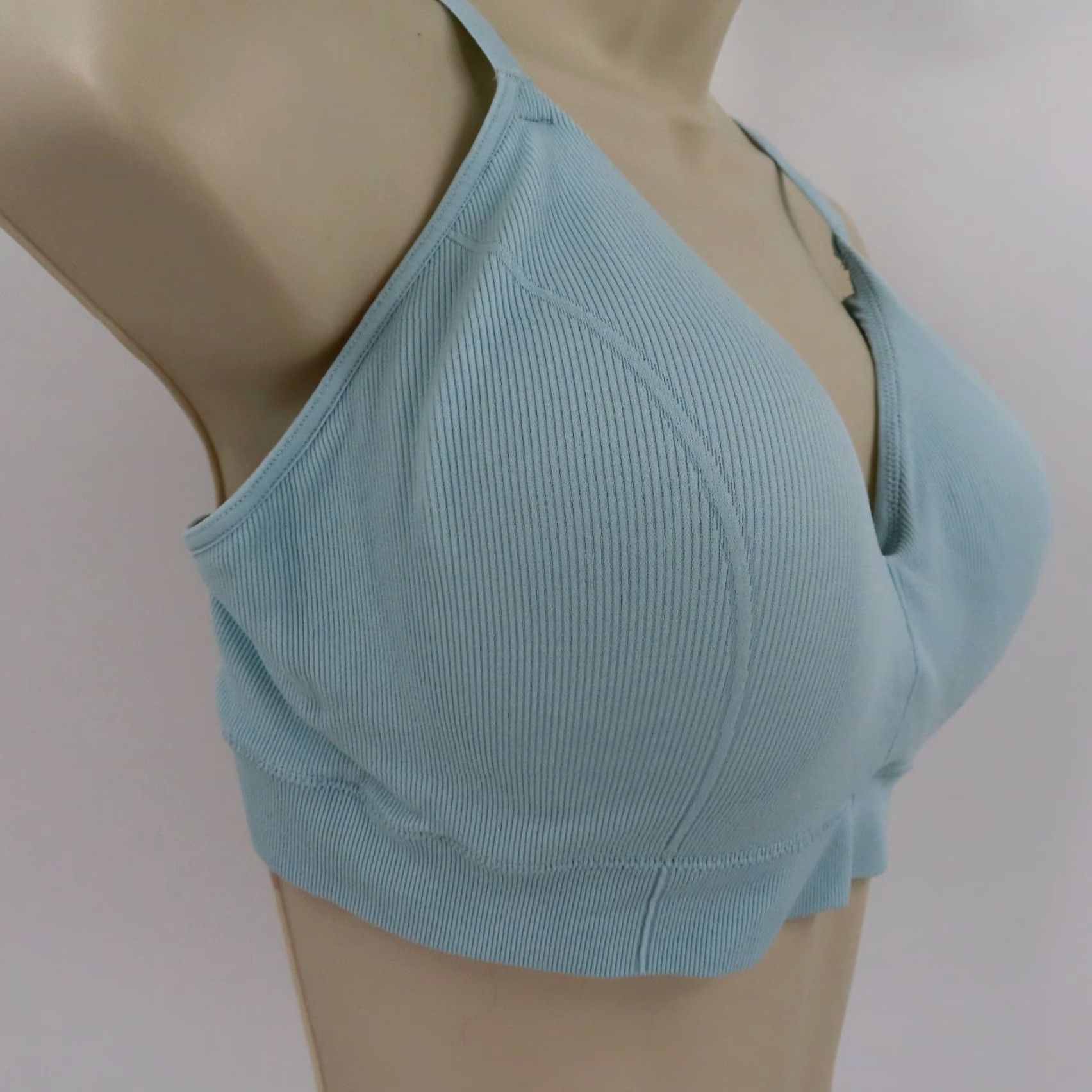 Vintage Maidenform Bralette XL Wireless Stretch Rib Solid Blue DM2303 Bra Womens Size ONE SIZE - 2 Thumbnail