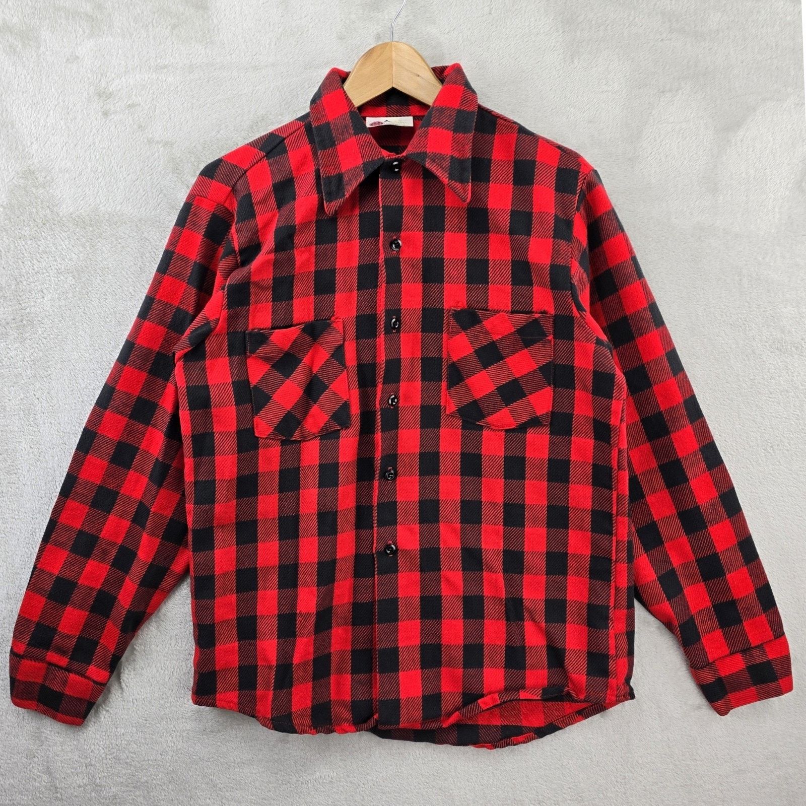 Sears Vintage 70s Kings Road Sears Plaid Flannel Mens Medium Red Size US M / EU 48-50 / 2 - 1 Thumbnail