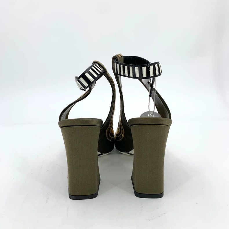 Louis Vuitton Louis Vuitton Dark green chunky high-heeled sandals with p Size US 7 / IT 37 - 4 Thumbnail