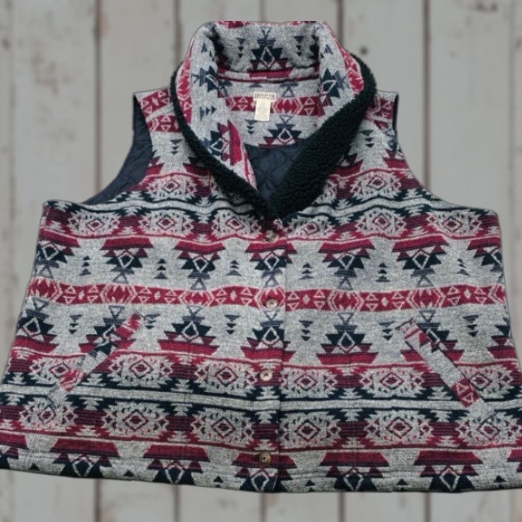 Vintage Duluth Trading Women's 3XL Sherpa Festivest Vest Southwest Fair Isle Red Gray Size XXL / US 16-18 / IT 52-54 - 1 Thumbnail